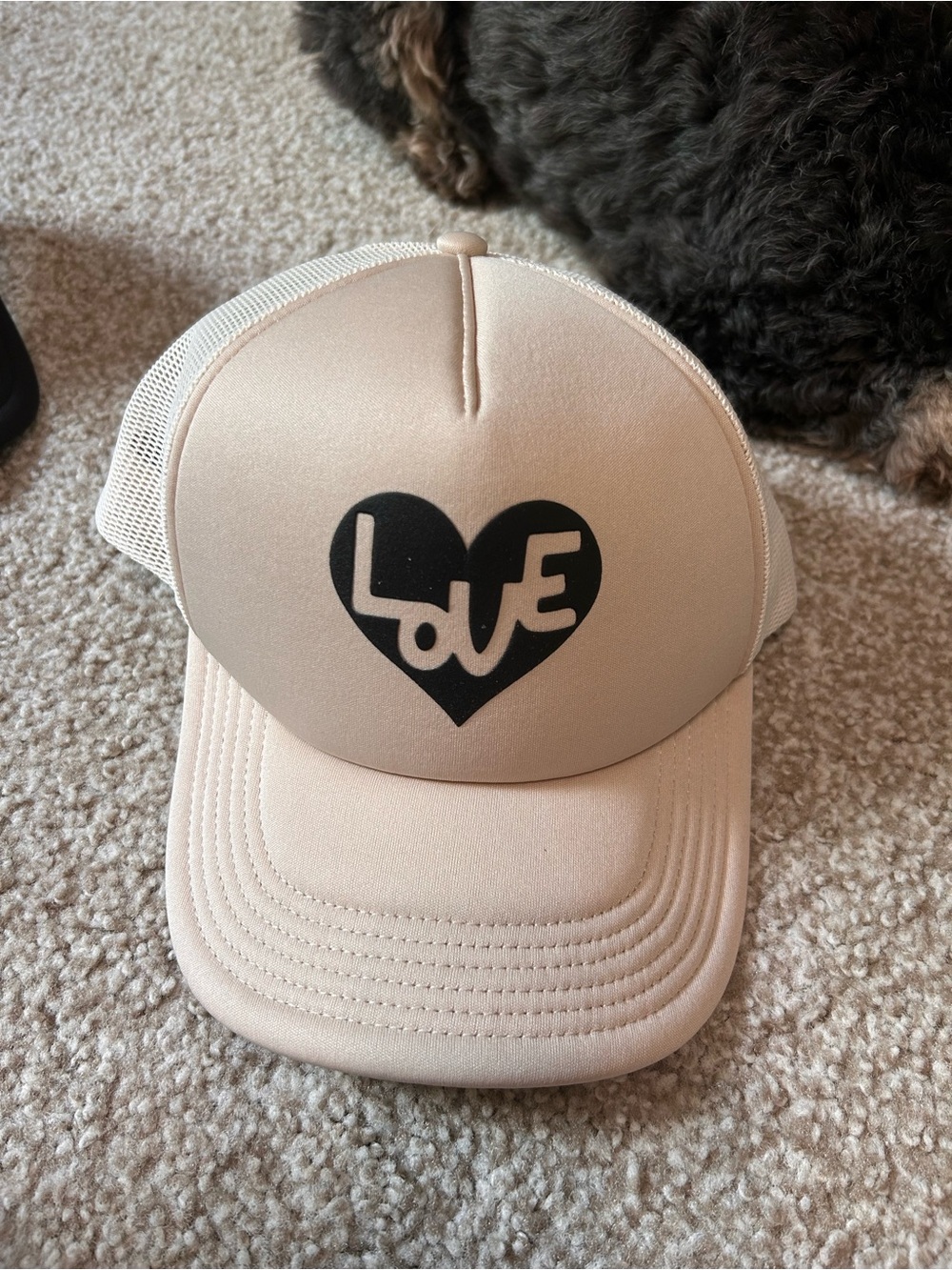 Spiritual Gangster Beige 'Love' Heart Trucker Hat